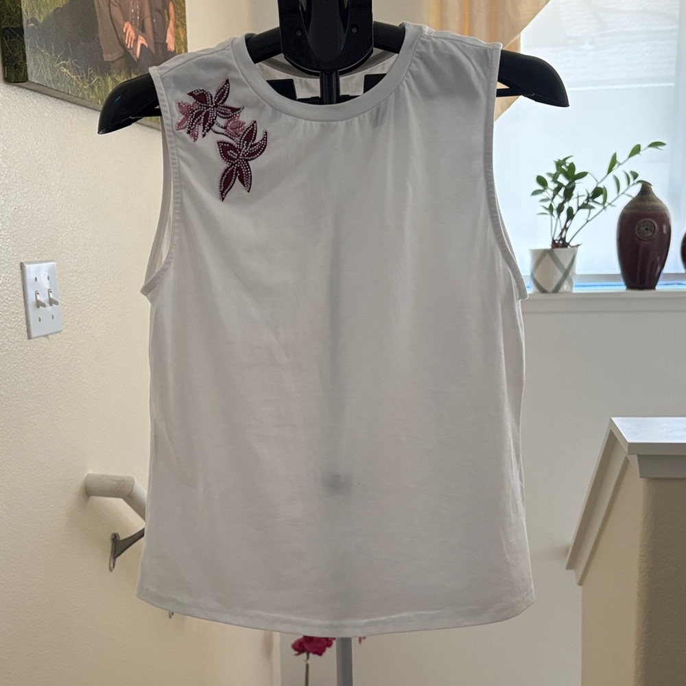 Embroidered White Sleeveless Top